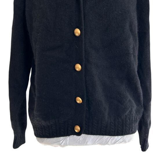 Vintage Black Lambs Wool Cardigan Sweater Womens Sz Medium Gold Button Angora - Picture 10 of 16